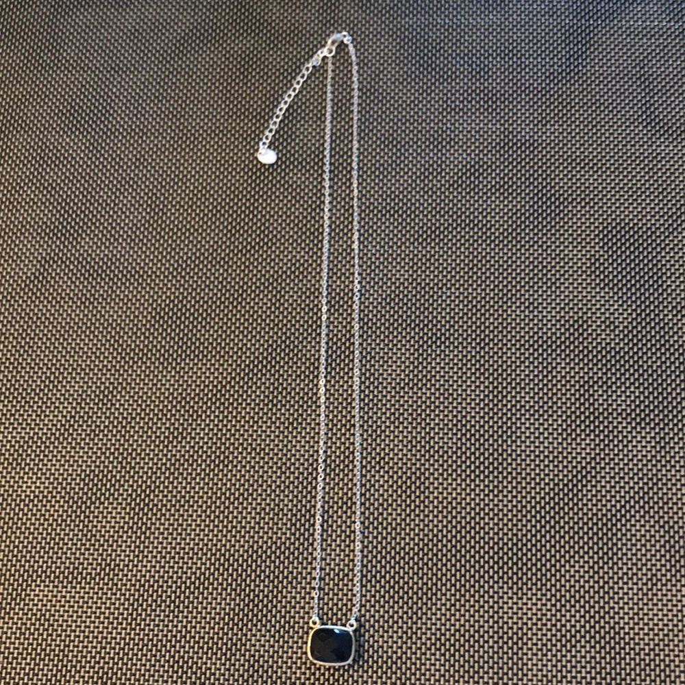 Pretty Black Faceted Stone Necklace.